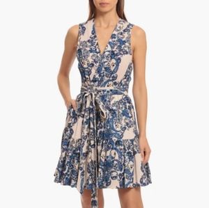 Avec Les Filles Linen Wrap Paisley Dress